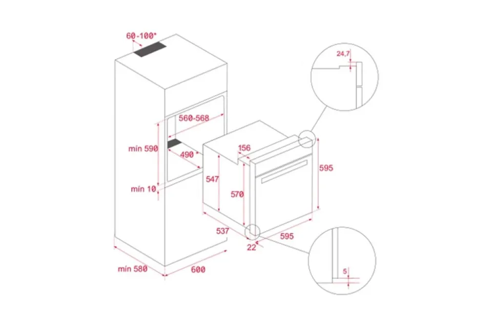 Фурна за вграждане Teka NEO HSB 6350 P FBK, Пиролиза, 70 л, Клас А+