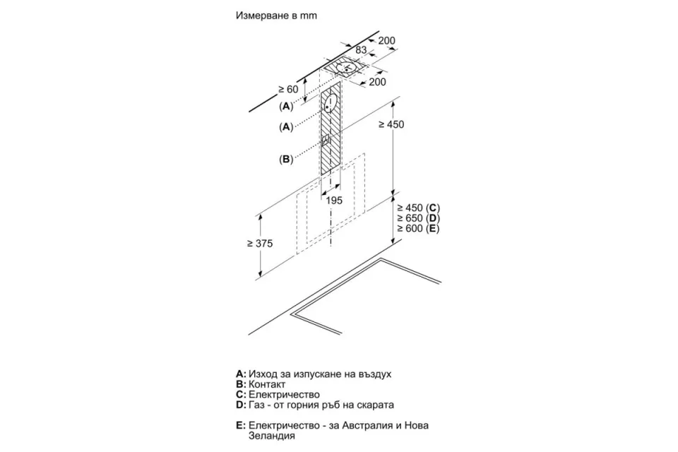 Стенен аспиратор Bosch DWK65DK20 Серия 2, 430 m³/h