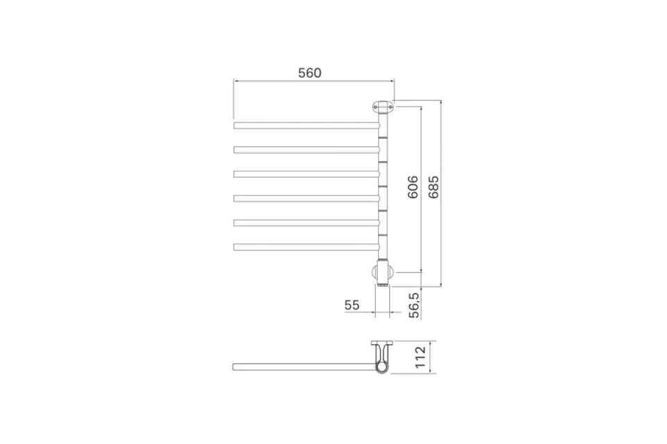 Електрическа лира за кърпи Pax Flex I 6/550, 60W с таймер Momento II - хром