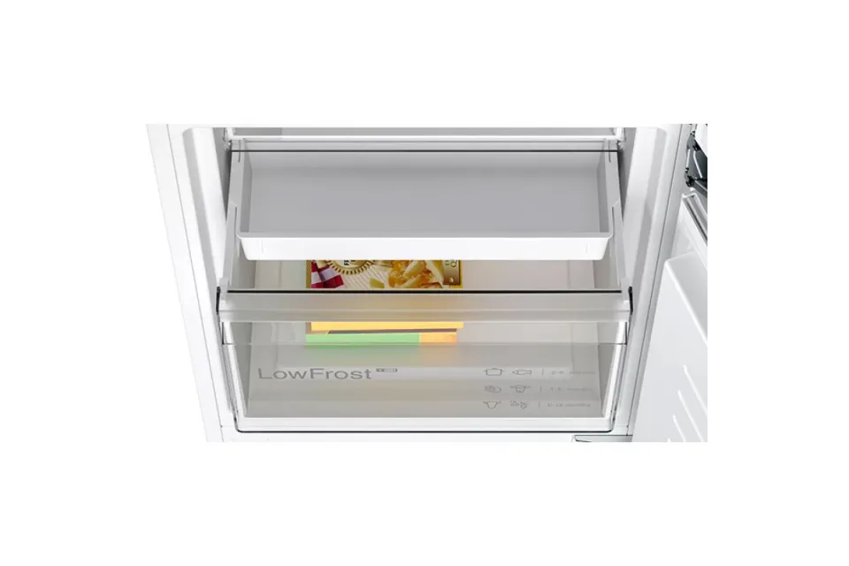 Комбиниран хладилник с фризер за вграждане Bosch KIV87VFE0 Low Frost Серия 4, 177 см