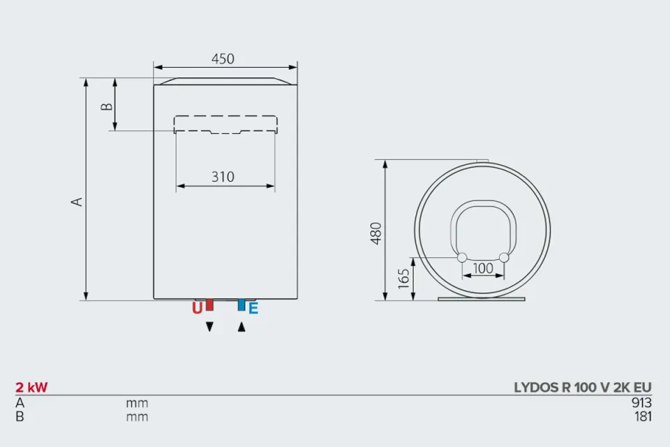 Вертикален бойлер Ariston LYDOS R 100 V 2K EU