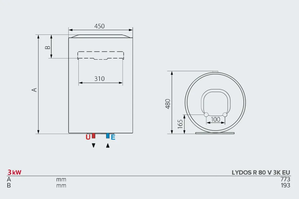 Вертикален бойлер Ariston LYDOS R 80 V 3K EU