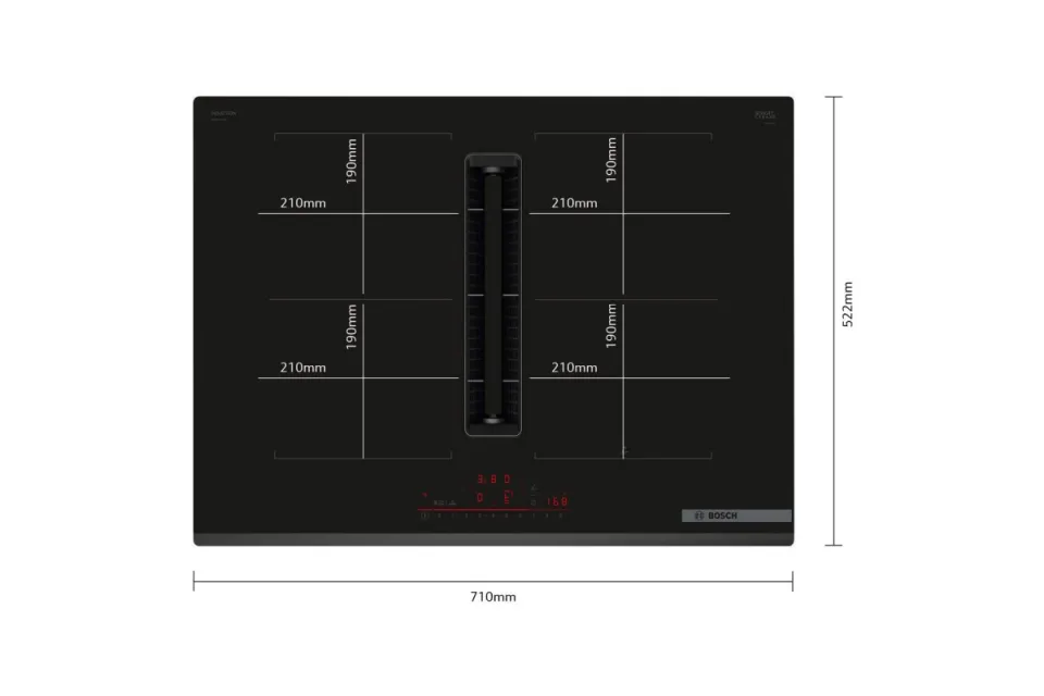 Индукционен плот с вградена вентилация Bosch PVQ731H26E Серия 6, 70 cm
